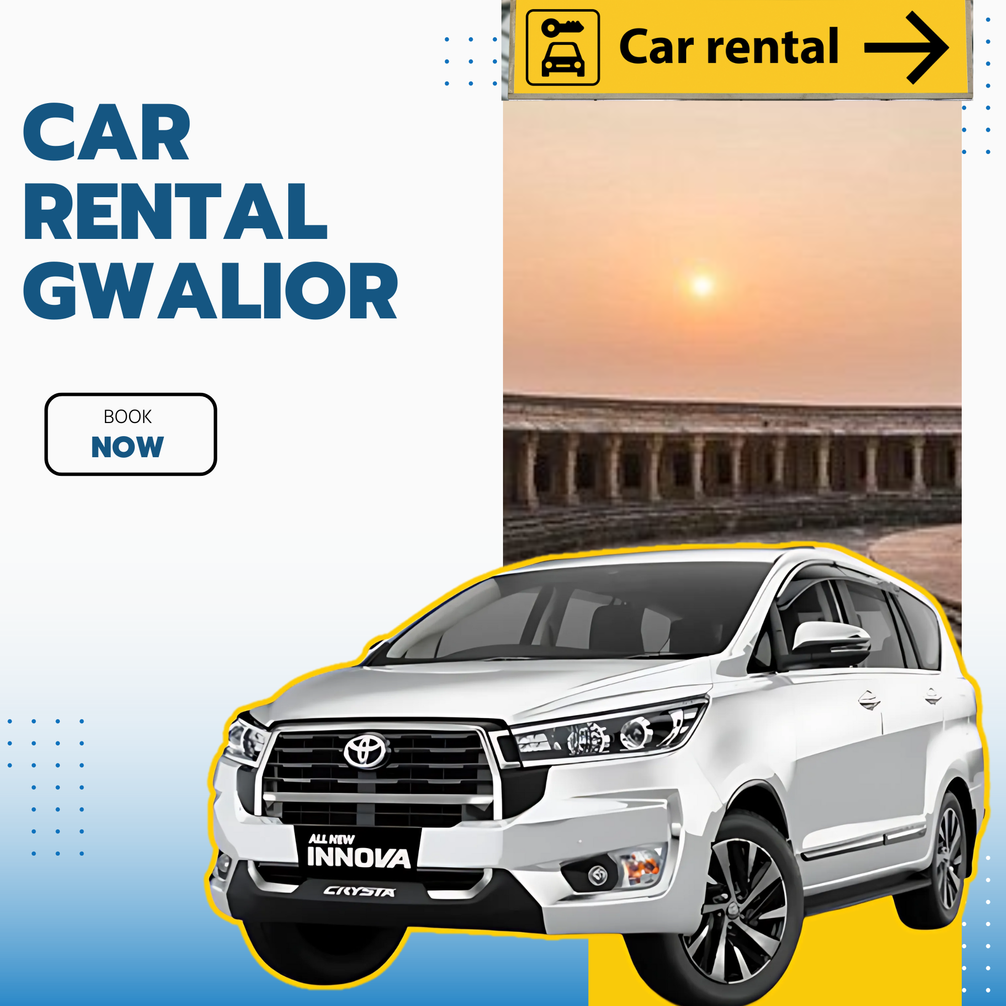 Flexible car rental service in Gwalior with self-drive or chauffeur options.